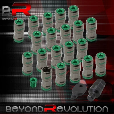 Godsnow JDM 20PCS Open End Lug Nuts M12 X 1.5MM Gunmetal Green + Key - Image 1 of 3