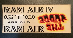 Vintage Original 1969 The Judge GTO Pontiac RAM AIR IV GTO 455CID decal sheet - Picture 1 of 4