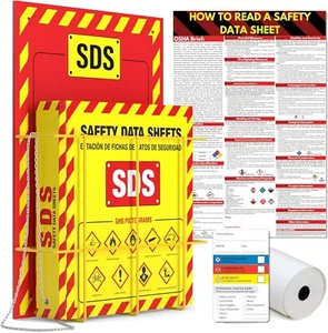 MSDS Wall Station w/ 2-3" 3 Ring Material Safety Data Sheet Binder & Accessories - Picture 1 of 10