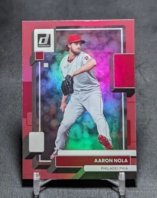 Aaron Nola Pink Holo Foil 2022 Donruss Baseball Card #189 Philadelphia Phillies - Image 1 of 2