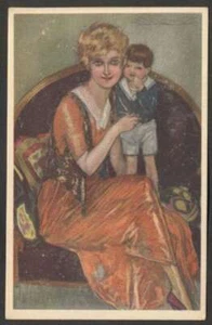 Postal Art Mauzan Elegante Mujer y Niño Vestido de Marinero Italia #379-1 - Imagen 1 de 2