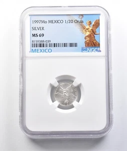 1997 Mo Mexico 1/20 Onza Silver Libertad MS69 NGC *5509 - Picture 1 of 3
