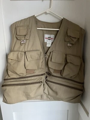 Bazooby Multi-Pocket Photographers Fishing Hunting Khaki Vest Size Safari XL - Image 1 of 4