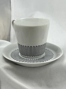 MCM Demi Tasse Denmark Lyngby Danmark Black White Porcelain Teacup - Picture 1 of 5