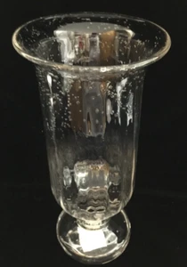 Pedestal de jarrón de huracán burbujas transparentes sopladas a mano 13,5" llamarada de cáliz vintage - Imagen 1 de 16