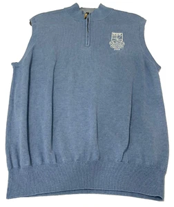 Peter Millar Crown Mens Vest Large Blue 1/4 Zip Cashmere Silk Oldmoney Golf - Picture 1 of 9