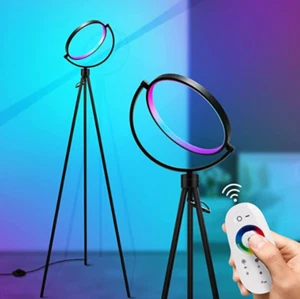 [Holiday Gift Decoration]RGB Modern LED Tripod Ring Standing Floor Lamp - Picture 1 of 9