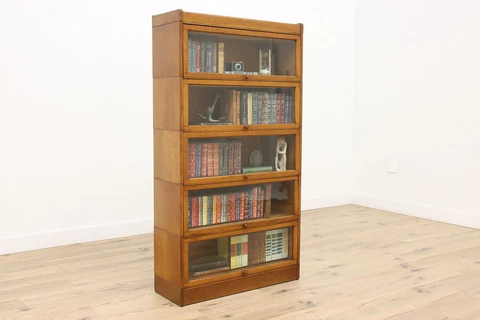Craftsman Antique Oak Lawyer 5 Stack Office or Library Bookcase Automatic #42611 Cover
