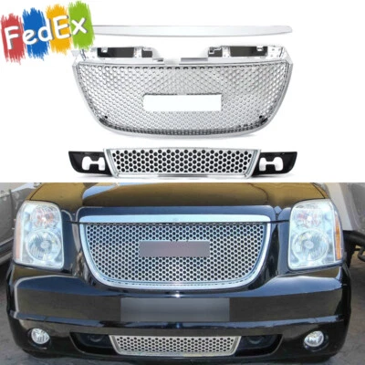3PCS Front Grille Hood Molding Trim Chrome Fit For 2007-2014 GMC Yukon Denali XL - Image 1 of 4