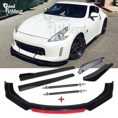 For Nissan 370Z GT-R Front Rear Bumper Lip Splitter + Side Skirts + Strut Rods - Image 1 of 4
