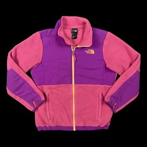 The North Face Girls Large Fleece Jacket Pink Purple Full Zip Denali Polartec - Picture 1 of 18