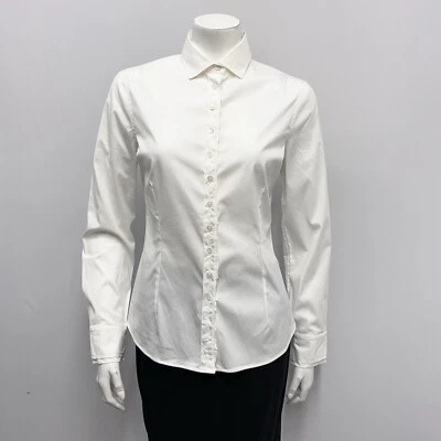 Brunello Cucinelli 弹力棉质衬衫上衣白色精美细节 US M Fit S — 第 1/4 张图片