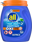 All Laundry Detergent Pacs, Fresh Clean Oxi plus Odor Lifter, 60 Count (Packagin