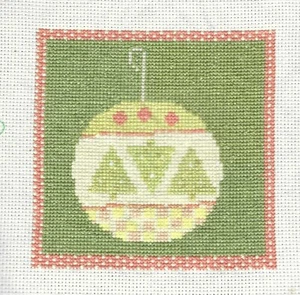 Completed CHRISTMAS BALL ORNAMENT Finished Cross Stitch - 5" x 5" - Picture 1 of 1