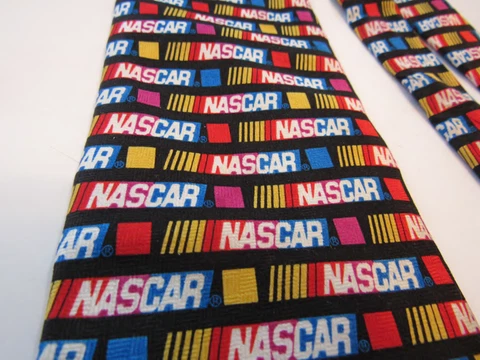 NASCAR  Necktie RM SPORT  " NASCAR LOGO with SQUARES"  Label  Multi Colored USA Cover