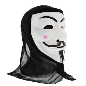 Zac's Alter Ego® Anonymous Guy Fawkes Mask with Black Cloth to Cover Head - Picture 1 of 7