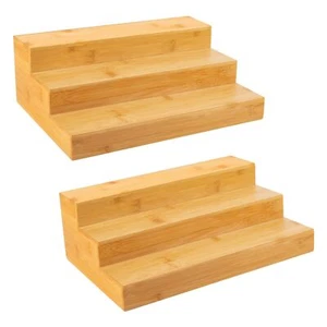 Bamboo Spice Rack Organizer For Cabinet 3 Tier Countertop Step Spice Shelf For K - Picture 1 of 7