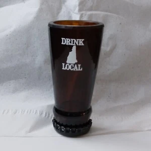 Bottle Top Shots- Shot Glasse- 1 oz. DRINK LOCAL NH Recycled Beer Bottle Glass - Picture 1 of 4