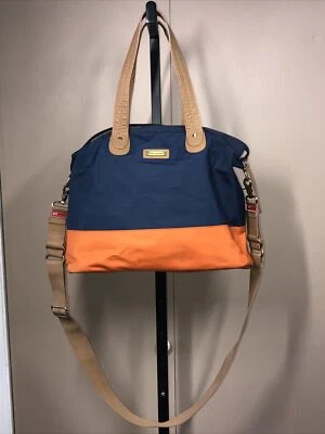 Storksak London Bolsa de Pañales Bolso de Mano Azul Naranja con Cambiador 16” x 13” Foto 1 de 4