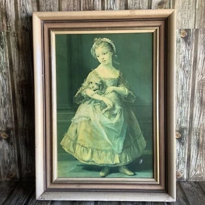 COUNTESS STANHOPE HOLDING a DOG - POMPEO BATONI FRAMED PRINT ART - Picture 1 of 9