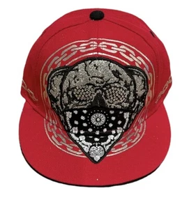 Retro vintage flat peak baseball cap, bling rhinestone hat  red size small - Picture 1 of 3