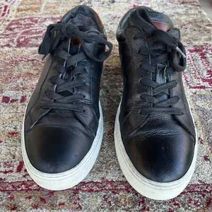 To Boot New York Adam Derrick *Italy* Black Leather Sneakers 8.5 Preppy 2000's - Picture 1 of 8