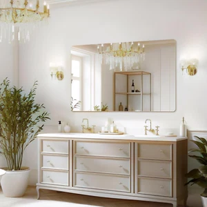 48"X30" Frameless Bathroom Mirror for Wall, Modern Rectangle Bathroom Mirror wit - Picture 1 of 7