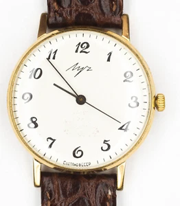 vintage gold plated men's wristwatch Luch 2209 USSR 23 jewels - Picture 1 of 11