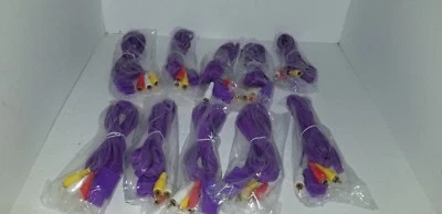 CLASSIC GAME SOURCE 10x Wholesale LOT Purple 10FT Gold Plated A/V Cable Cord for Nintendo 64 N64