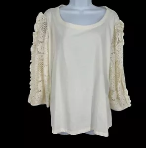 Cato Round Neck Lace Ruffle Detail Long Sleeve T-Shirt Size XL - Picture 1 of 8