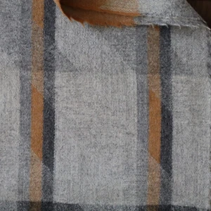 Vtg Camira Wool Upholstery Fabric "Landscape Connect" Gray, Orange Plaid 1.7 yds - Picture 1 of 9