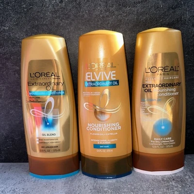 3 Lot L’oreal Extraordinary Oil Conditioner Dry Hair Flower Oil Camellia Elvive - Image 1 of 2