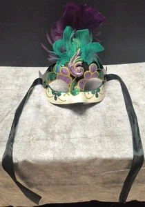 Venezianische Feder Maske Halloween Karneval Maskerade handbemalt aus Italien  - Bild 1 von 4