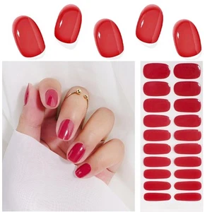 20pcs Semi Cured Gel Nail Strips for WomenRed UV Gel Nail Stickers Soft Press... - Picture 1 of 9
