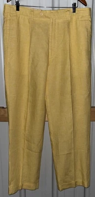 Pantalones de vestir Inserch italianos 100 % lino 37x31 amarillos para hombre Travel European Resort Foto 1 de 4