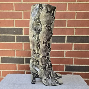 Diane Von Furstenberg Women's Gladyss Snakeskin Knee-High Boots 8.5 B - Picture 1 of 13