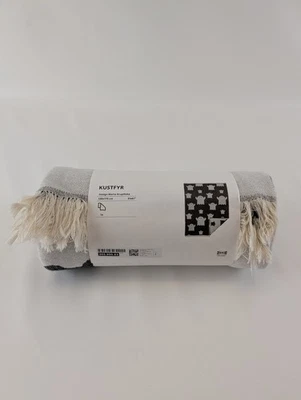 Ikea KUSTFYR Throw Flying Ghosts 100% Cotton White/Black 51" x 67" New - Image 1 of 4