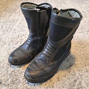 Vntg Gaerne Drytech Motorcycle Touring Boots Black Leather Waterproof Zip Men 7 - Picture 1 of 13
