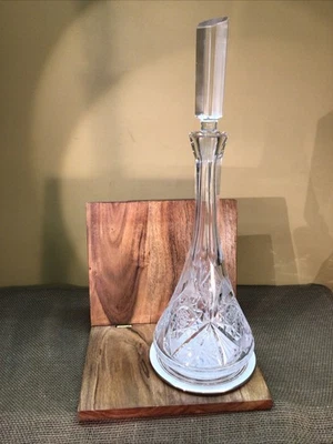 Kate Spade New York Drip Saucer, Crystal Glass Decanter 17.5” & Walnut Display - Image 1 of 4