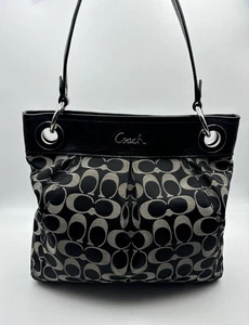 Coach Schultertasche F17599 schwarz beige Ashley Jacquard Monogramm Signatur - Bild 1 von 13