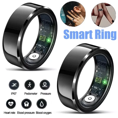 Monitor Smart Ring Health Tracker IP65 à prova d'água para frequência cardíaca e fitness preto - Imagem 1 de 4