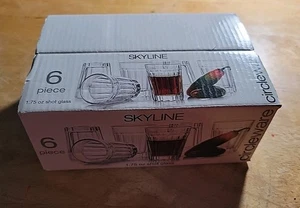 Set of 6 Circleware Skyline Shot Glass Set 1.75 oz Clear Ribbed Glass - Picture 1 of 3