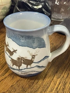 Vintage Otagiri W. Morgan Hirsch Becher Kaffeetasse Natur Outdoor Wildtiere signiert - Bild 1 von 5