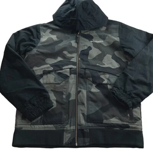 Chaqueta con Capucha Columbia Para Hombre Loma Vista II Talla Mediana Negra Gris Camuflada Cremallera Completa - Imagen 1 de 9
