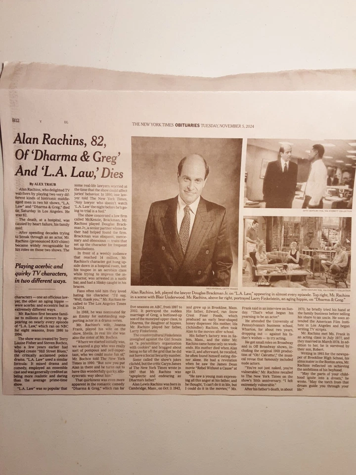 Obituario de Alan Rachins New York Times - Actor - L.A. Law and Dharma & Greg Foto 1 de 1