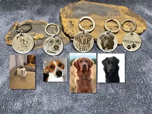 Hundemarke mit Gravur Edelstahl Haustier, Schlüsselanhänger - Bild 1 von 6