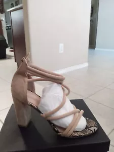 Women's Ankle Strap Open Toe Chunky Heel Suede Dress Shoes Sz 11M - Picture 1 of 8