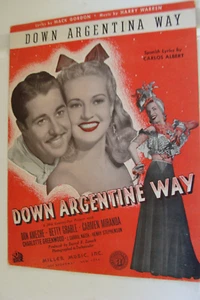 Down Argentina Way 1940 Betty Grable Don Ameche letra española, inglesa - Imagen 1 de 1