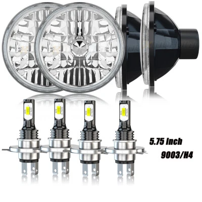 4Pcs 5.75" inch Round LED Headlights Hi Lo Beam For Chevrolet Corvette 1959-1979 - Image 1 of 4