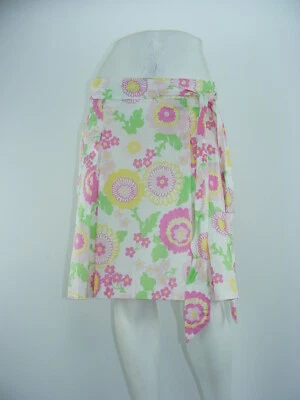 Falda LILLY PULITZER Floral Algodón con Faja Plisada Debajo de la Rodilla Línea A Talla 6 - W32" Foto 1 de 4